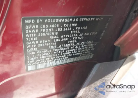 2012 Volkswagen Tiguan Se z USA, uszkodzony, nr VIN WVGAV7AX8CW002960